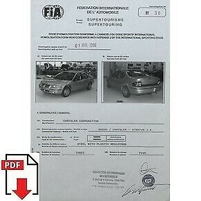 1996 Chrysler Dodge Stratus J.A. FIA homologation form PDF download